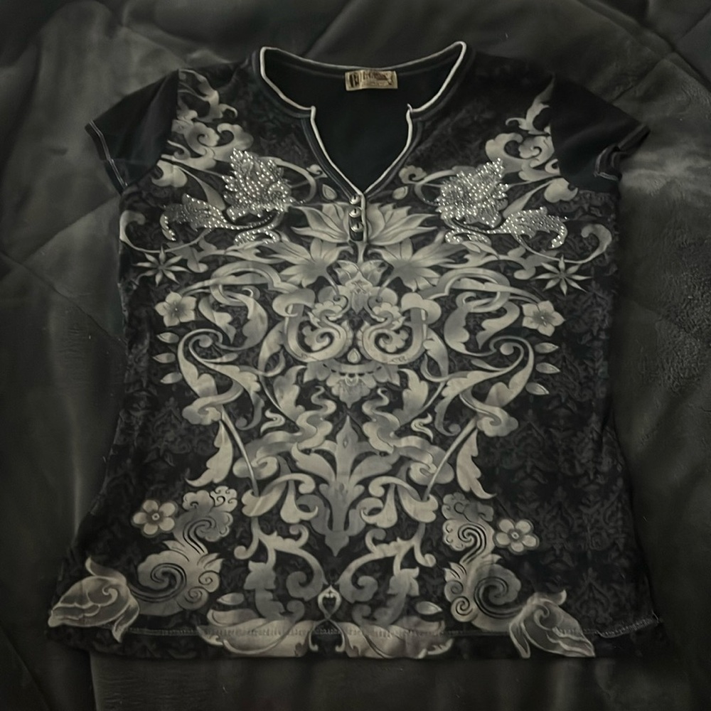 Grunge y2k floral decor tee
